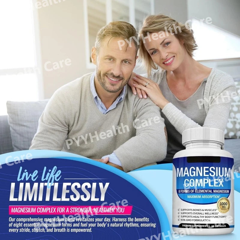 Magnesium Complex with Glycinate Citrate Malate Multiple Magnesium Forms 1000mg Daily Mineral Supplement Capsules