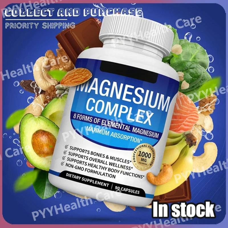Magnesium Complex with Glycinate Citrate Malate Multiple Magnesium Forms 1000mg Daily Mineral Supplement Capsules