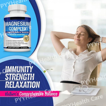 Magnesium Complex with Glycinate Citrate Malate Multiple Magnesium Forms 1000mg Daily Mineral Supplement Capsules